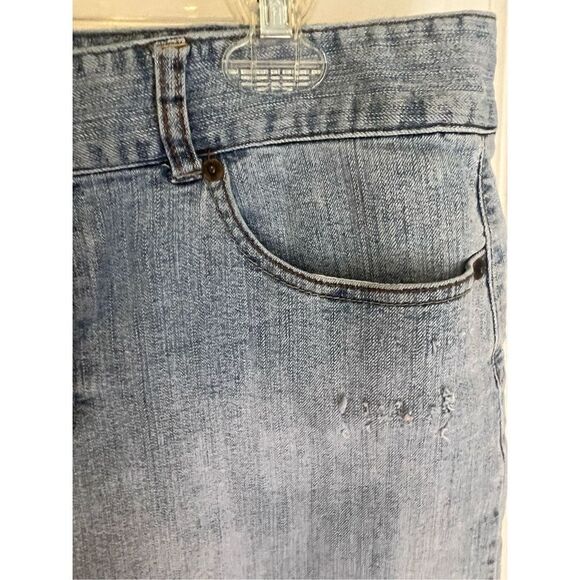 Vintage 90s Bay Studios Khakis Jean Skirt raw edge - Picture 2 of 8